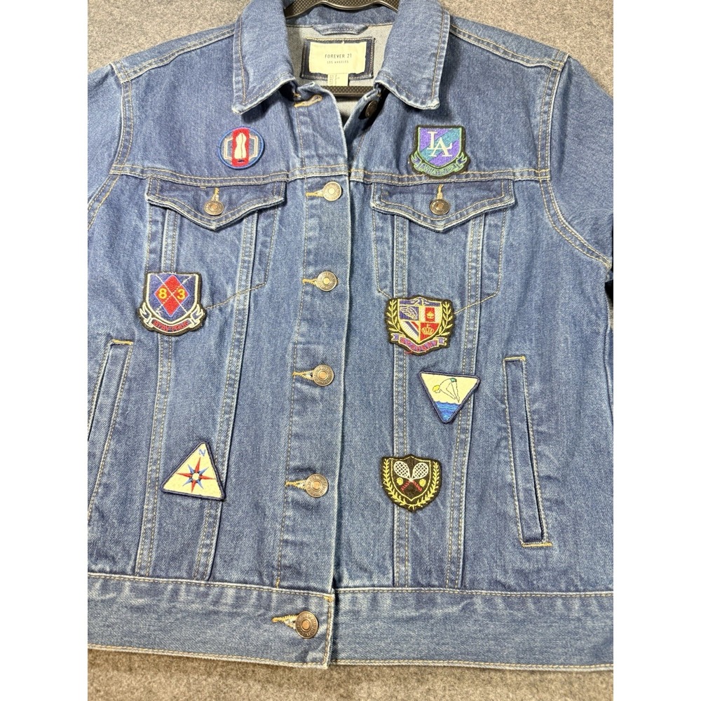 Forever 21 Patchwork Embroidered Denim Jacket Small - Picture 2 of 7